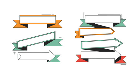 Collection of ornate and professional banner designs for informative text and labeling applications