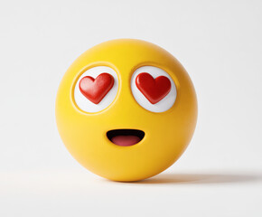 Fototapeta premium This 3d emoji shows an adorable expression of love with heart-shaped eyes.