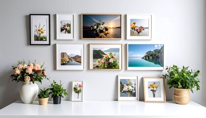 Gallery wall of framed photos