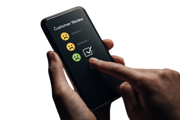 Customer giving negative feedback on mobile app.