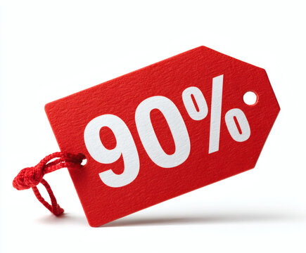 A bold red price tag shows a 90 percent discount for special sales.