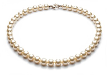 Pearl necklace displayed on white background as elegant fashion jewelry