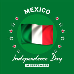 Mexico independence day flag circle logo, vector art illustration.