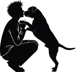 Silhouette, dog, person, bond, pet, love, friendship, affection, connection, companionship, emotion, loyalty, interaction, caring, moment, togetherness, animal, human, tenderness, relationship