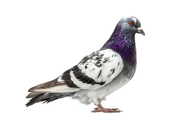 Obraz premium Close up of a beautiful pigeon isolated on black background