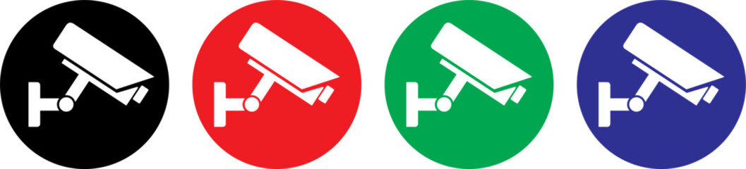 Video cam silhouette vector icon isolated on colorful background. Video surveillance security camera flat icon for web, mobile apps and user interface design stock illustration.