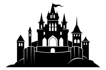 Obraz premium castle architecture black silhouette vector on white background