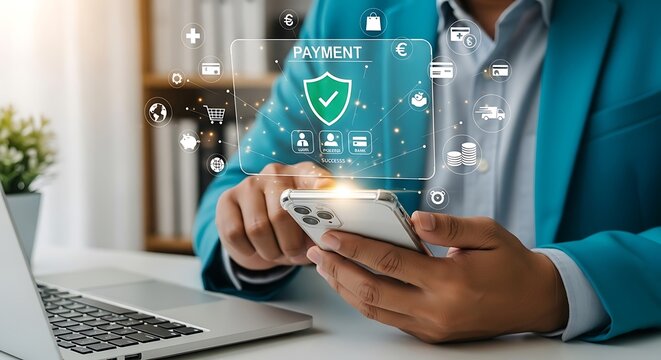 Secure online payment with smartphone and digital finance technology