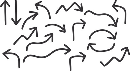 black grunge hand drawn set of arrows doodles