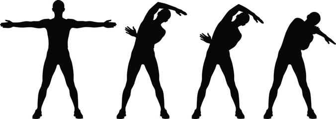 Silhouette, Stretching, Fitness, Exercise, Full Body, Warm-Up, Flexibility, Healthy Lifestyle, Physical Activity, Workout, Pose, Training, Wellness, Movement, Balance