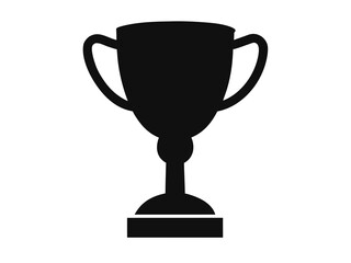 Trophy cup silhouette, award prize icon illustration white background
