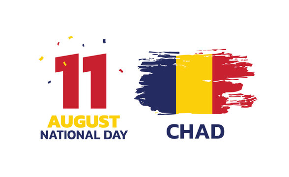 chad Independence Day design with flag paint, August 11th celebration design template with messy paint splash concept