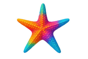 Obraz premium Vibrant, Multi-Colored Starfish with Textured Surface Displayed Against a Stark, Isolated Background