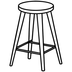 Sleek Backless Bar Stool Line Art 