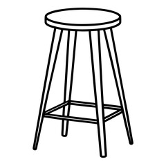 Sleek Backless Bar Stool Line Art 