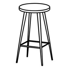Sleek Backless Bar Stool Line Art 