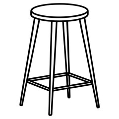 Sleek Backless Bar Stool Line Art 