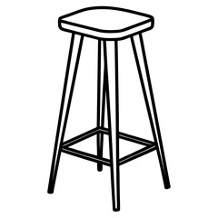 Sleek Backless Bar Stool Line Art 