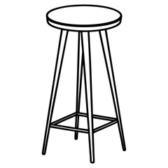 Sleek Backless Bar Stool Line Art 