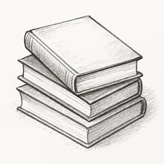Stack of three blank books in hand-drawn sketch style  