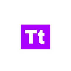 Fototapeta premium A bright purple square with a white Tt in the center.