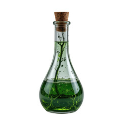 Mysterious Green Potion Vial Enchanted Forest Fantasy Content Magical Environment Close-up View Spellbinding Concept