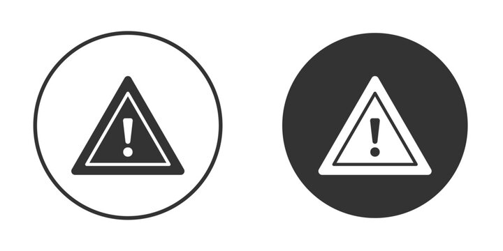 Warning triangle icon in black solid flat silhouette designs