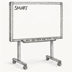 Obraz premium Smart board on wheels in a minimalist design for classroom use 