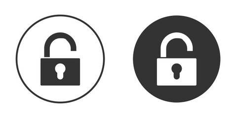 Unlock icon in black solid flat silhouette designs