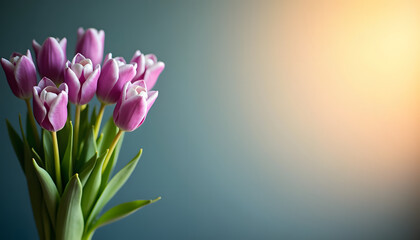 A stunning bouquet of purple and white tulips, perfect for any occasion.