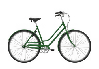 Green bicycle transportation vehicle cycle isolated on transparent background