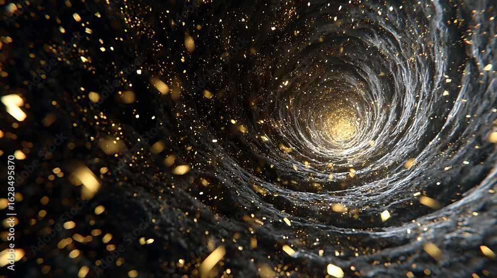 Aufkleber abstract golden vortex with sparkling lights, creating a mesmerizing and luxurious space texture for