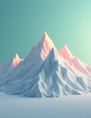 A minimalist illustration of a stylized mountain range in pastel colors.
