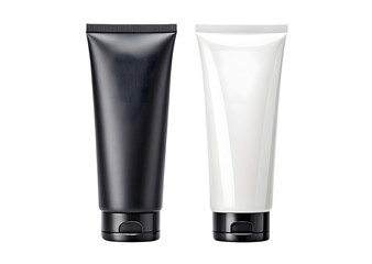 Tube of cream, cosmetic tube container set in black and white isolated on white or transparent png background