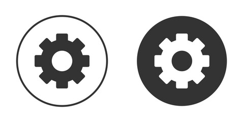 Settings gear icon in black solid flat silhouette designs