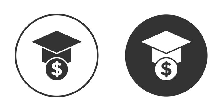 Scholarship fund icon in black solid flat silhouette designs