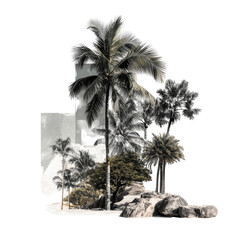 Abstract tropical island scene