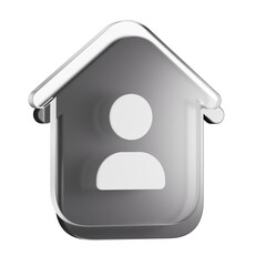 Home roof user glass black and white 3d png transparent image