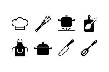 Cooking Tools and Chef Symbols in a Minimalist Design Environment
