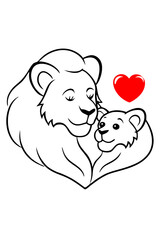 lion mother and lion baby 