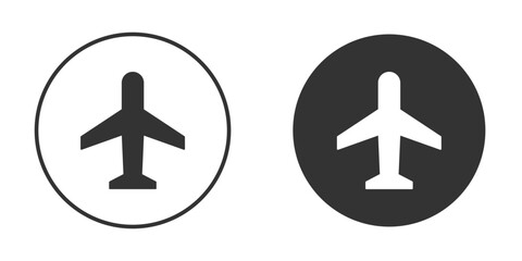 Plane icon in black solid flat silhouette designs