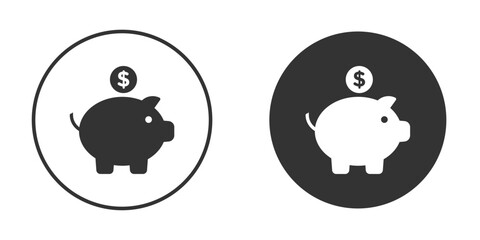 Fototapeta premium Piggy bank icon in black solid flat silhouette designs