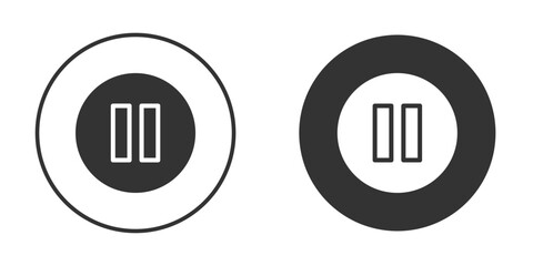 Pause button icon in black solid flat silhouette designs