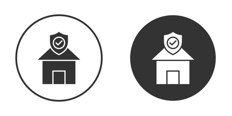 Home insurance icon in black solid flat silhouette designs