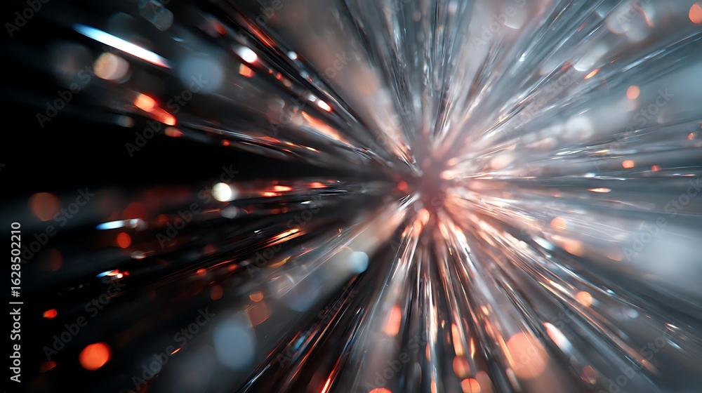 Poster abstract light trails create a futuristic and dynamic background, suggesting speed, motion, and tech