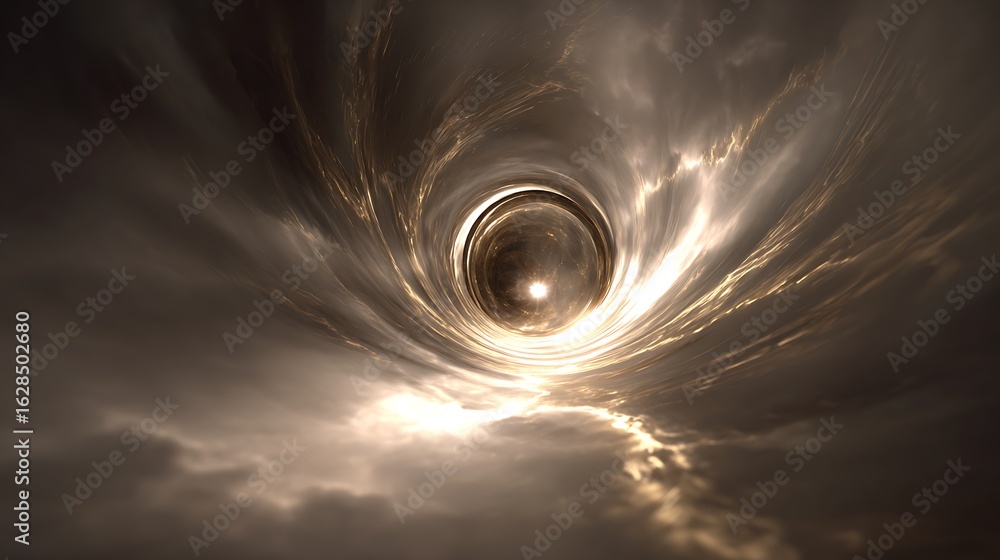 Canvas Prints an abstract wormhole tunnel in space, with swirling light and dark elements, creating a sense of mys