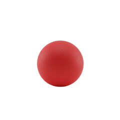 A single, pristine, perfectly spherical, vivid red rubber ball for a jacks game, resting gently on a pure, transparent studio background with no shadows, minimalist product photography. Concept of