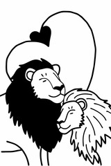 lion mother and lion baby 