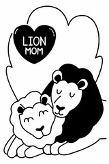lion mother and lion baby 