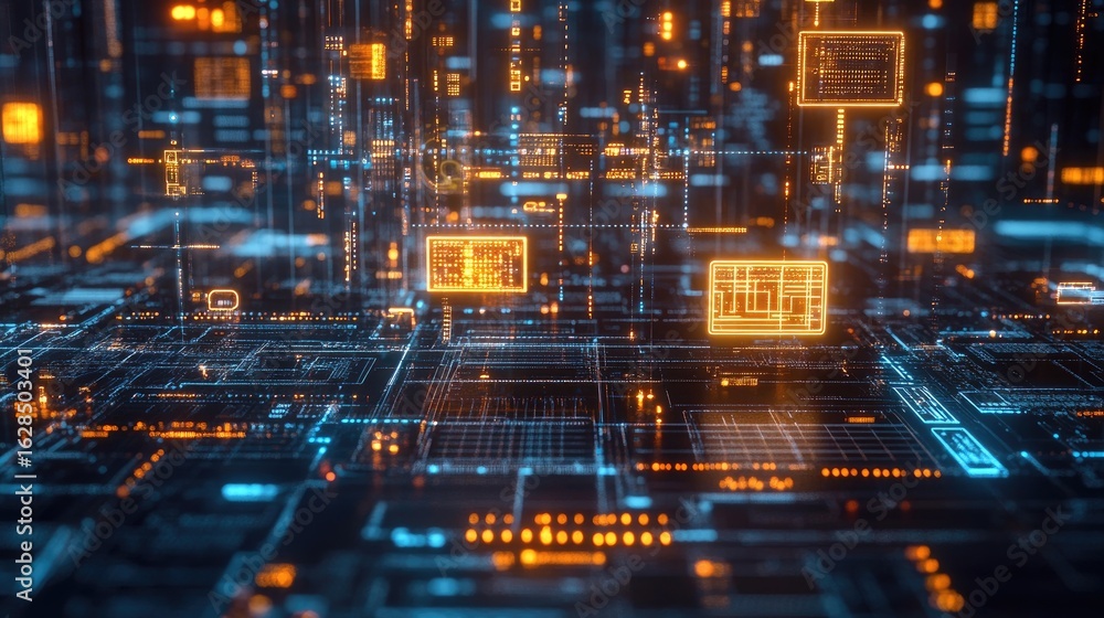Aufkleber digital circuit network visualization
